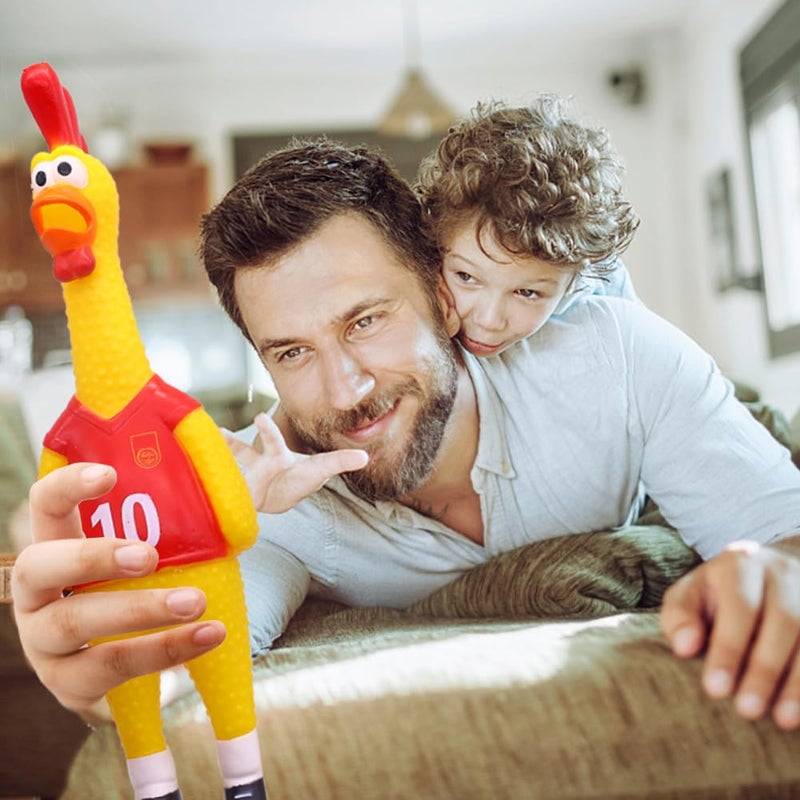 POPLAY 14inch Rubber Chicken Grade Latex Squeeze Chicken Prank Novelty Pet Toys for All Age Groups Gift for Children Family Dogs - Image 5
